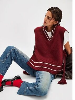 Free People All Star Striped Poncho Vest